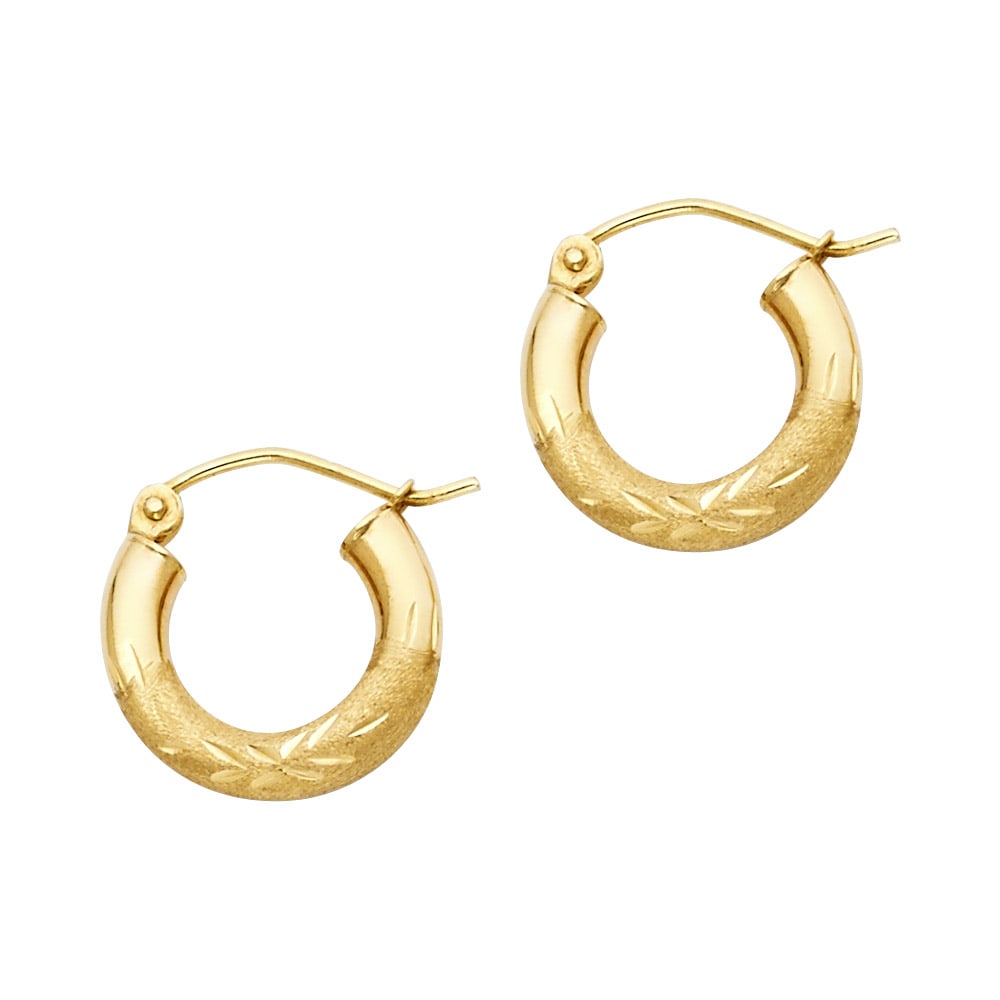 14KY BUDDED DC HOOP EARRINGS: 14KY Budded DC Hoop Earrings Material Type : 14k Gold Material Color : Yellow Avg. Weight: 0.93 Gr. Size: Height : 15 mm, Width : 15 mm Accessories: None Notice: When purchasing pre-owned goods,