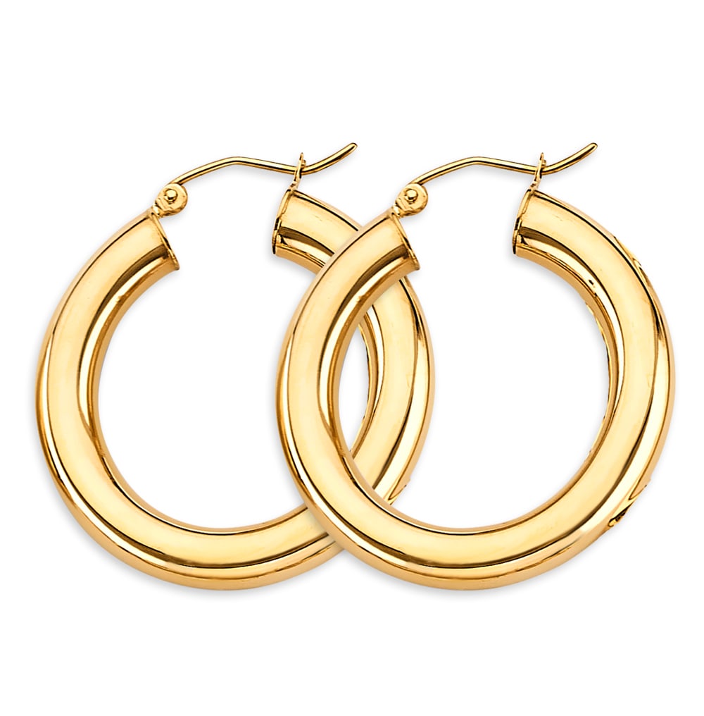 14KY POLISH ROUND TUBE HOOP EARRINGS: 14KY Polish Round Tube Hoop Earrings Material Type : 14k Gold Material Color : Yellow Avg. Weight: 3.57 Gr. Size: Height : 30 mm, Width : 30 mm Accessories: None Notice: When purchasing pre-owned