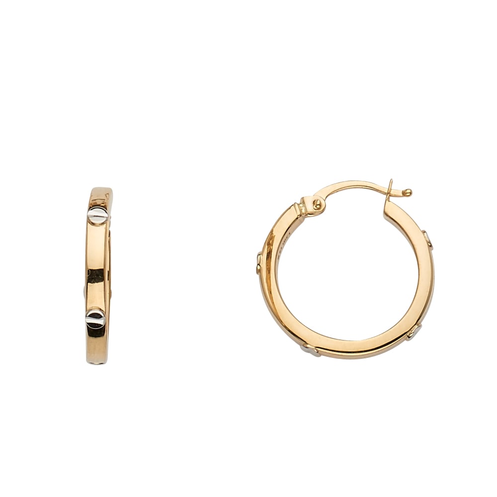 14KY HOOP EARRINGS WITH SCREW: 14KY Hoop Earrings with Screw Material Type : 14k Gold Material Color : Yellow Avg. Weight: 1.53 Gr. Size: Height : 15 mm, Width : 15 mm Accessories: None Notice: When purchasing pre-owned goods,