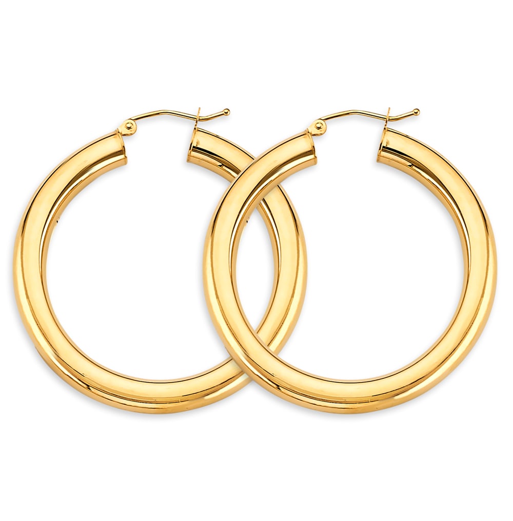 14K POLISH ROUND TUBE HOOP EARRINGS: 14K Polish Round Tube Hoop Earrings Material Type : 14k Gold Material Color : Yellow Avg. Weight: 5.26 Gr. Size: Height : 40 mm, Width : 40 mm Accessories: None Notice: When purchasing pre-owned go