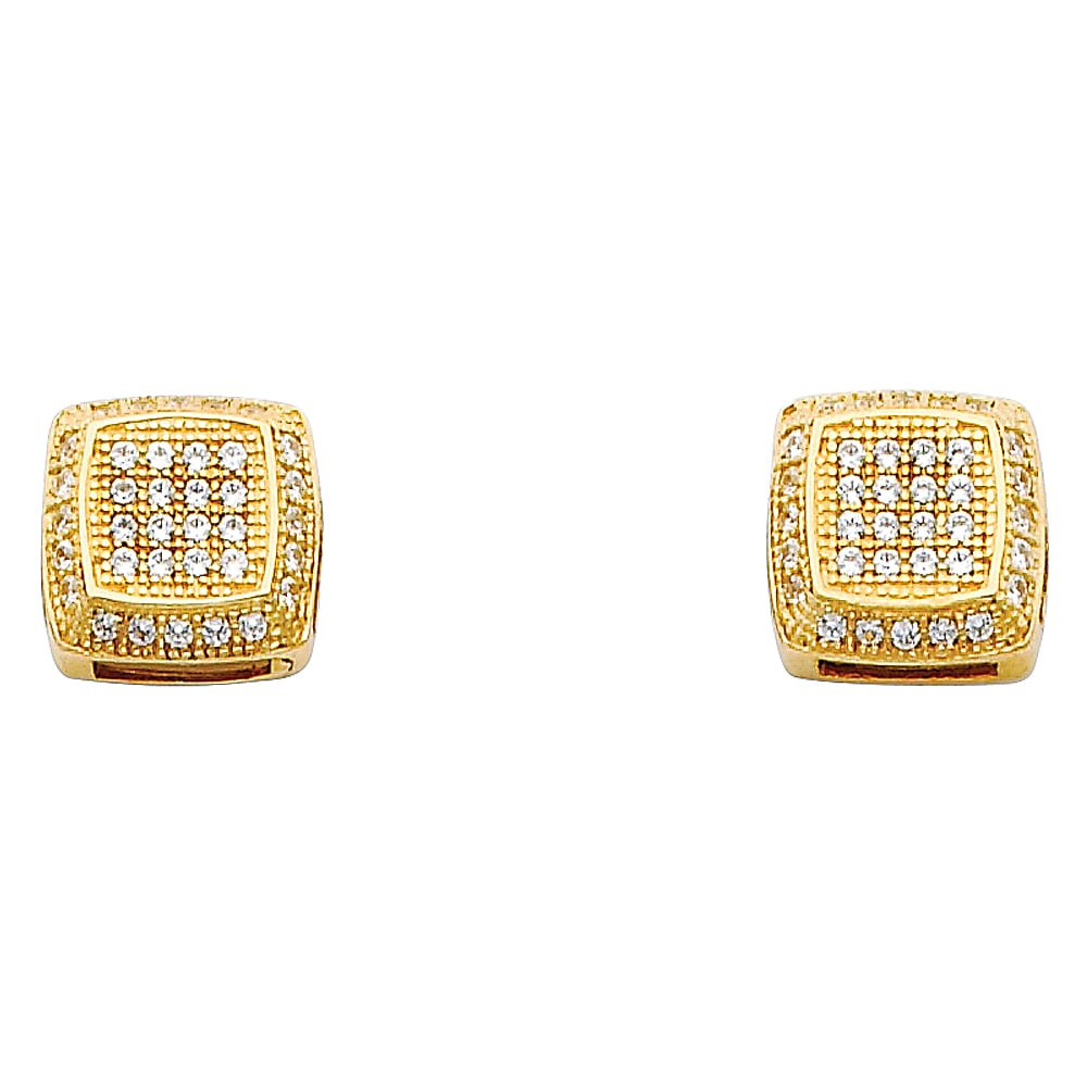 14KY SQUARE CZ EARRINGS: 14KY Square CZ Earrings Material Type : 14k Gold Material Color : Yellow Avg. Weight: 2.13 Gr. Size: Height : 10 mm, Width : 10 mm Accessories: None Notice: When purchasing pre-owned goods, please