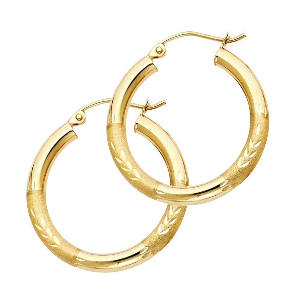 14KY BUDDED DC HOOP EARRINGS: 14KY Budded DC Hoop Earrings Material Type : 14k Gold Material Color : Yellow Avg. Weight: 1.67 Gr. Size: Height : 25 mm, Width : 25 mm Accessories: None Notice: When purchasing pre-owned goods,