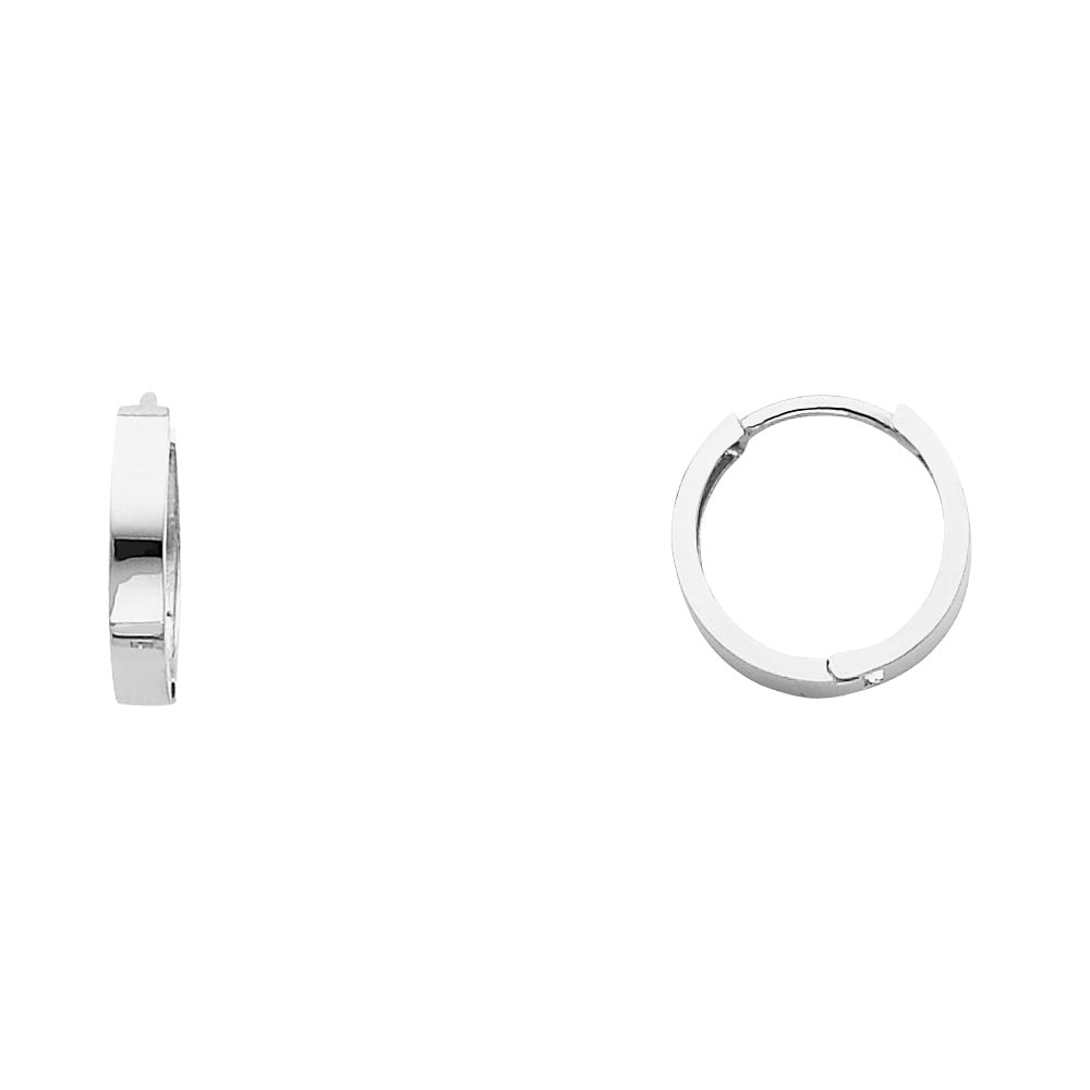 14KW PLAIN HUGGIES EARRINGS: 14KW Plain Huggies Earrings Material Type : 14k Gold Material Color : White Avg. Weight: 1.08 Gr. Size: Height : 13 mm, Width : 13 mm Accessories: None Notice: When purchasing pre-owned goods, please