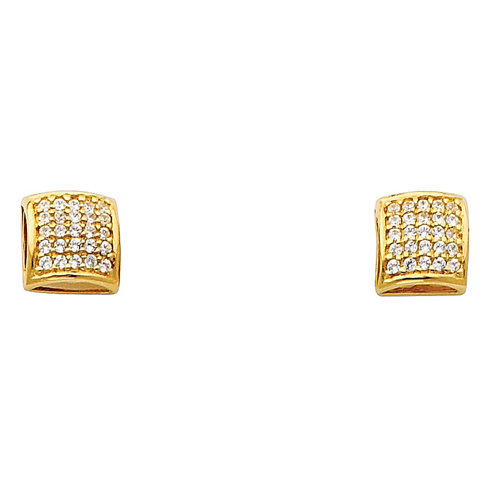 14KY FANCY CZ EARRINGS: 14KY Fancy CZ Earrings Material Type : 14k Gold Material Color : Yellow Avg. Weight: 1.59 Gr. Size: Height : 7 mm, Width : 7 mm Accessories: None Notice: When purchasing pre-owned goods, please ref
