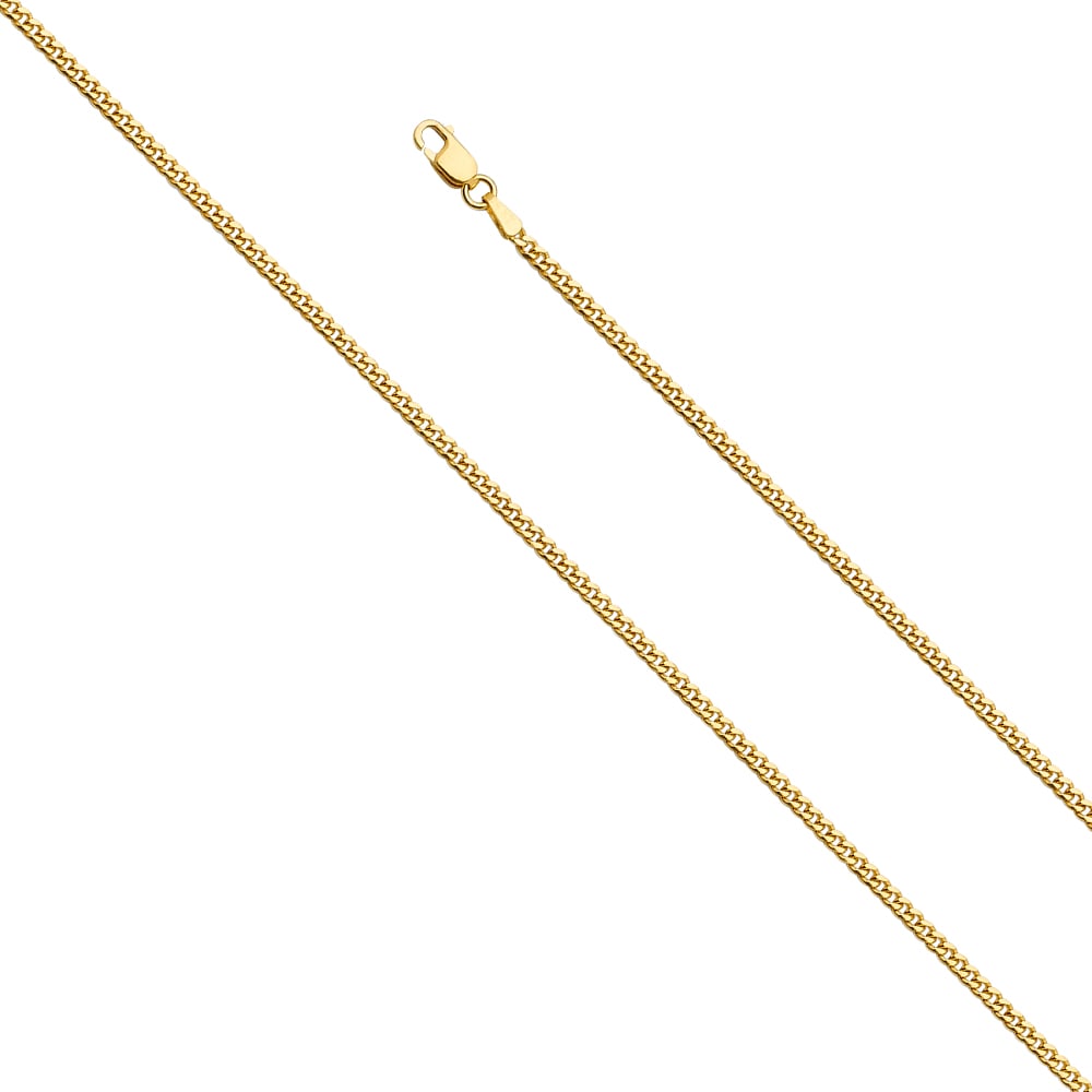 14KY SOLID MIAMI CUBAN: 14KY Solid Miami Cuban Material Type : 14k Gold Material Color : Yellow Avg. Weight: 5.25 Gr. Size: Length : 16 inch, Width 2.2mm Accessories: None Notice: When purchasing pre-owned goods, please