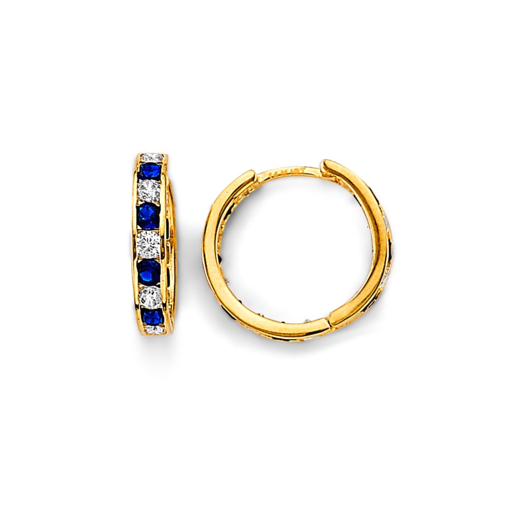 14KY CZ CHANNEL HUGGIES EARRINGS: 14KY CZ Channel Huggies Earrings Material Type : 14k Gold Material Color : Yellow Avg. Weight: 1.55 Gr. Size: Height : 15 mm, Width : 15 mm Accessories: None Notice: When purchasing pre-owned goods,