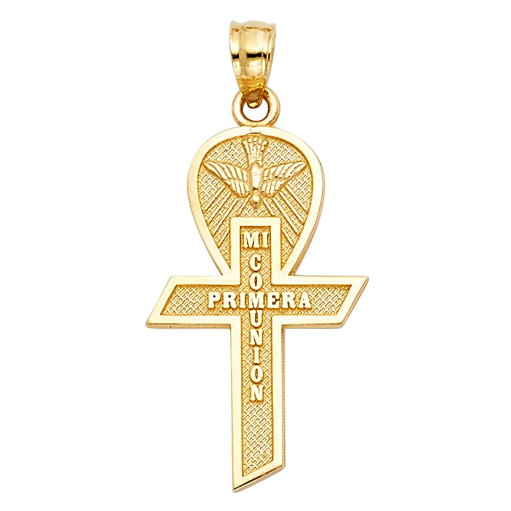 14KY COMMUNION CROSS PENDANT BIG: 14KY Communion Cross Pendant Big Material Type : 14k Gold Material Color : Yellow Avg. Weight: 1.48 Gr. Size: Height 25 mm, Width 15 mm Accessories: None Notice: When purchasing pre-owned goods,