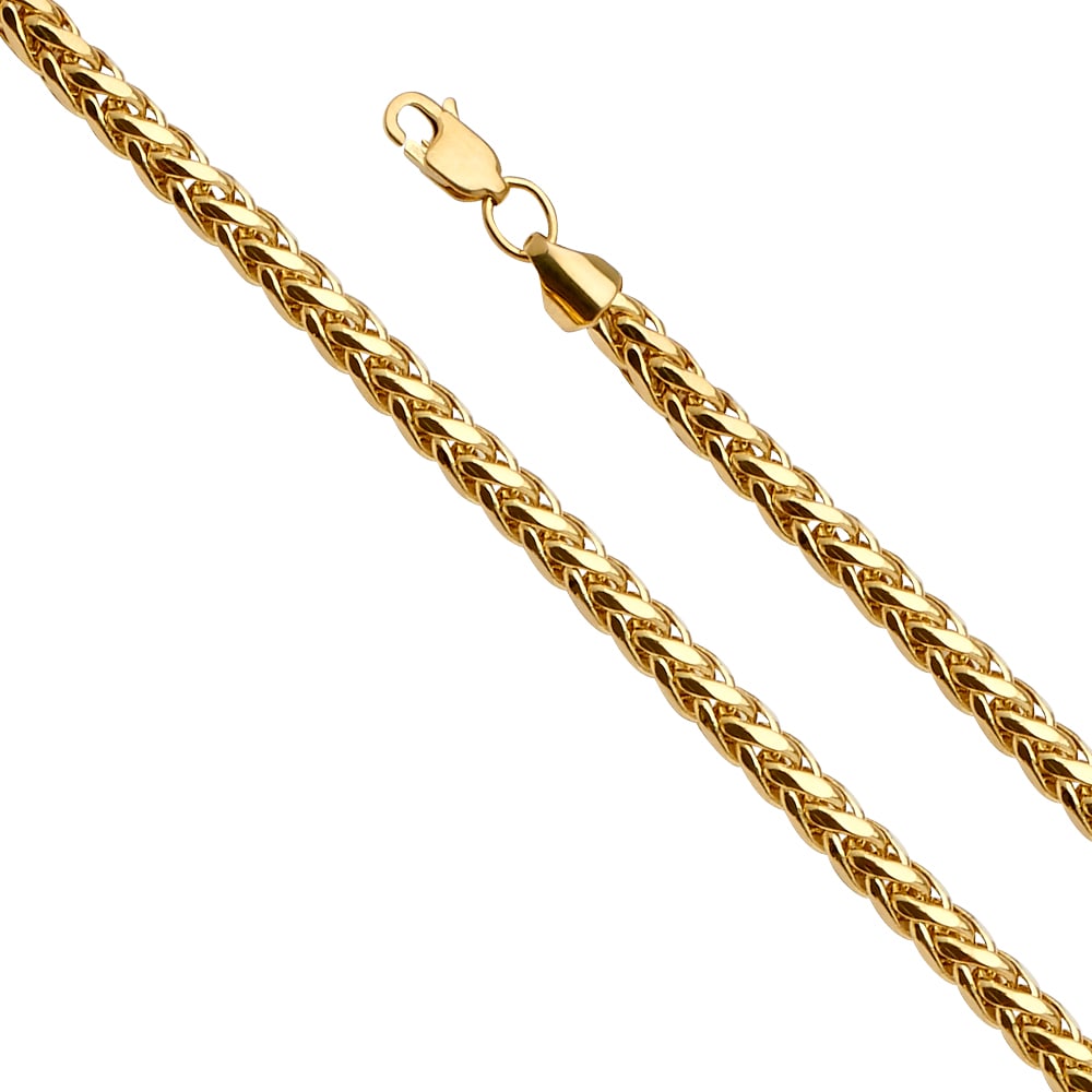 14KY D.C. HOLLOW WHEAT: 14KY D.C. Hollow Wheat Material Type : 14k Gold Material Color : Yellow Avg. Weight: 15.3 Gr. Size: Length : 24 inch, Width 4.1mm Accessories: None Notice: When purchasing pre-owned goods, please