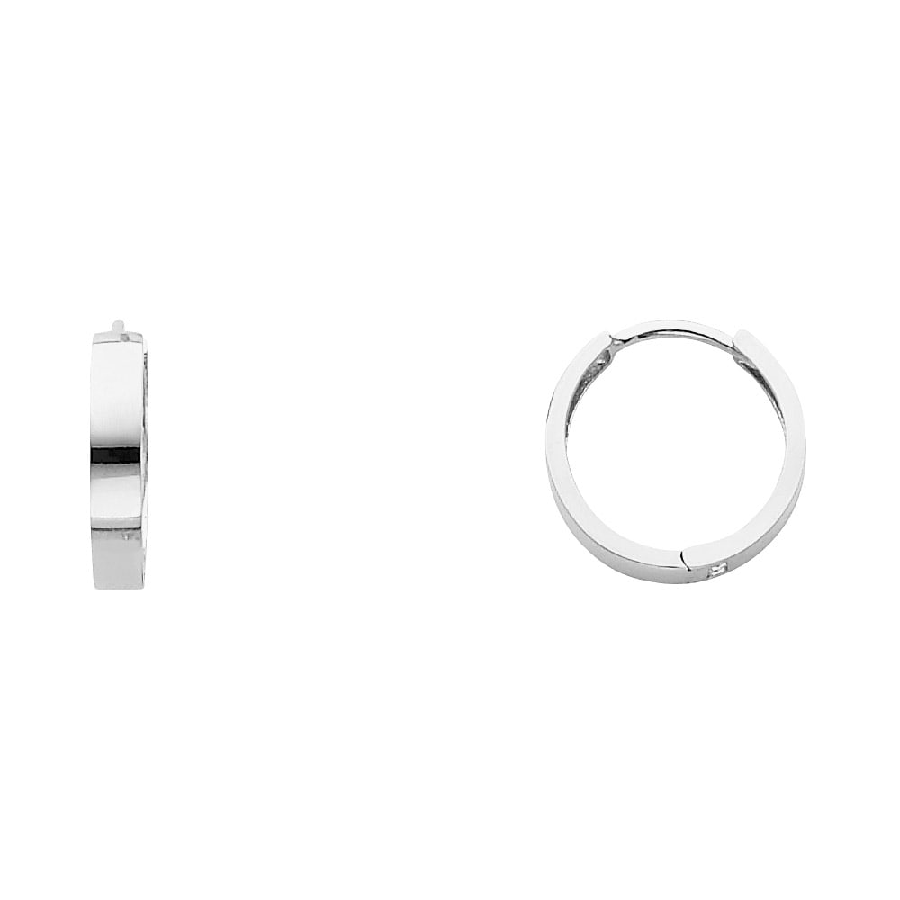 14KW PLAIN HUGGIES EARRINGS: 14KW Plain Huggies Earrings Material Type : 14k Gold Material Color : White Avg. Weight: 1.28 Gr. Size: Height : 14 mm, Width : 14 mm Accessories: None Notice: When purchasing pre-owned goods, please