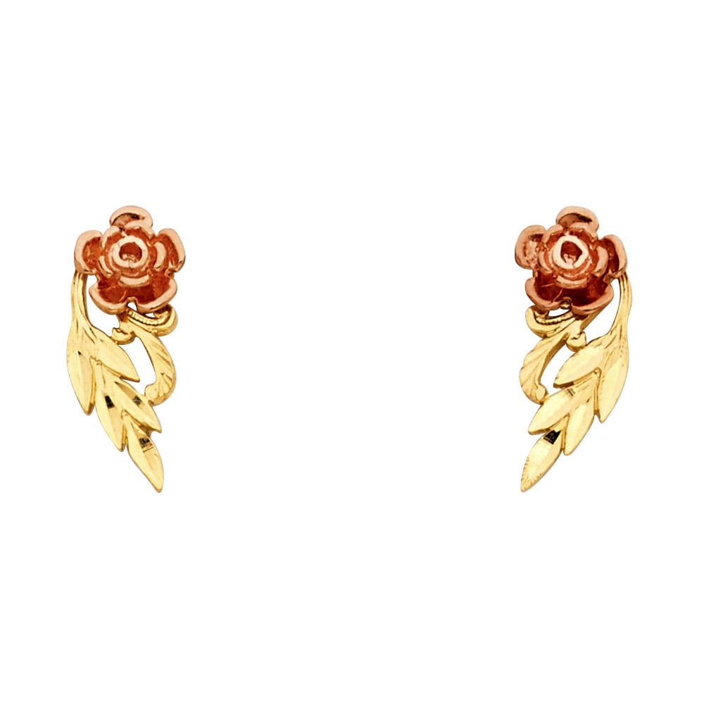 14K 2T SMALL FLOWER POST EARRINGS: 14K 2T Small Flower Post Earrings Material Type : 14k Gold Material Color : Two Tone Avg. Weight: 1.32 Gr. Size: Height : 18 mm, Width : 6 mm Accessories: None Notice: When purchasing pre-owned