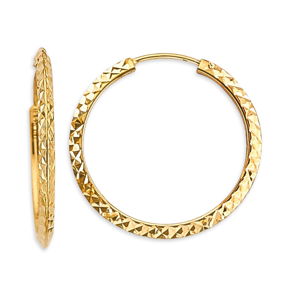 14KY DC ENDLESS HOOP EARRINGS: 14KY DC Endless Hoop Earrings Material Type : 14k Gold Material Color : Yellow Avg. Weight: 2.26 Gr. Size: Height : 27 mm, Width : 27 mm Accessories: None Notice: When purchasing pre-owned goods,