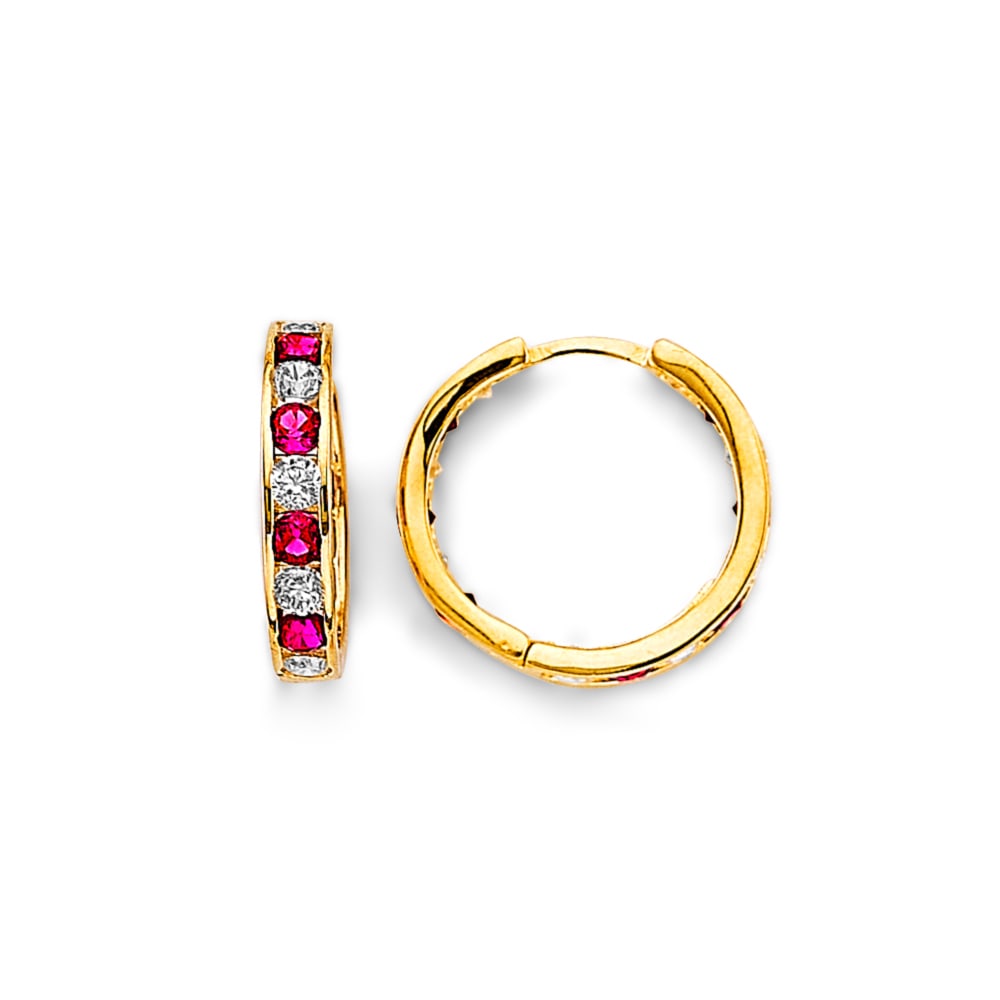 14KY CZ CHANNEL HUGGIES EARRINGS: 14KY CZ Channel Huggies Earrings Material Type : 14k Gold Material Color : Yellow Avg. Weight: 1.95 Gr. Size: Height : 15 mm, Width : 15 mm Accessories: None Notice: When purchasing pre-owned goods,