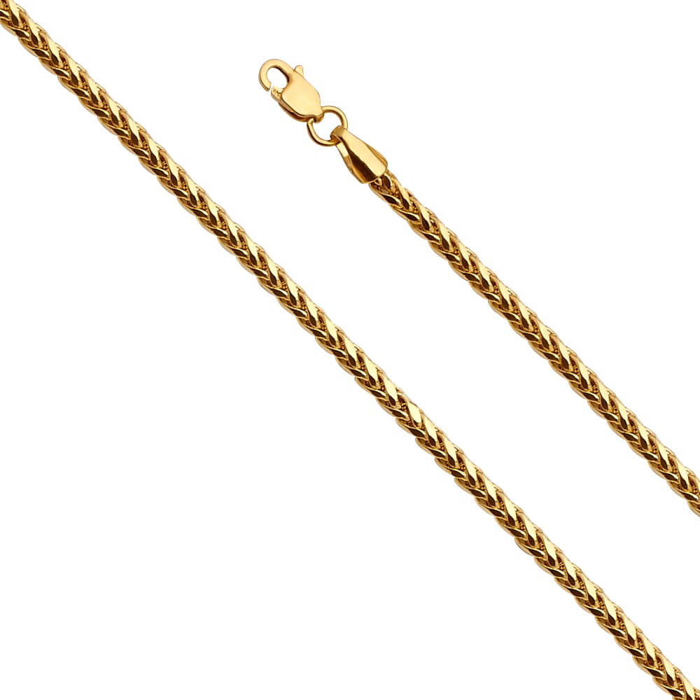 14KY D.C. HOLLOW WHEAT: 14KY D.C. Hollow Wheat Material Type : 14k Gold Material Color : Yellow Avg. Weight: 2.43 Gr. Size: Length : 7.5 inch, Width 2.7mm Accessories: None Notice: When purchasing pre-owned goods, please
