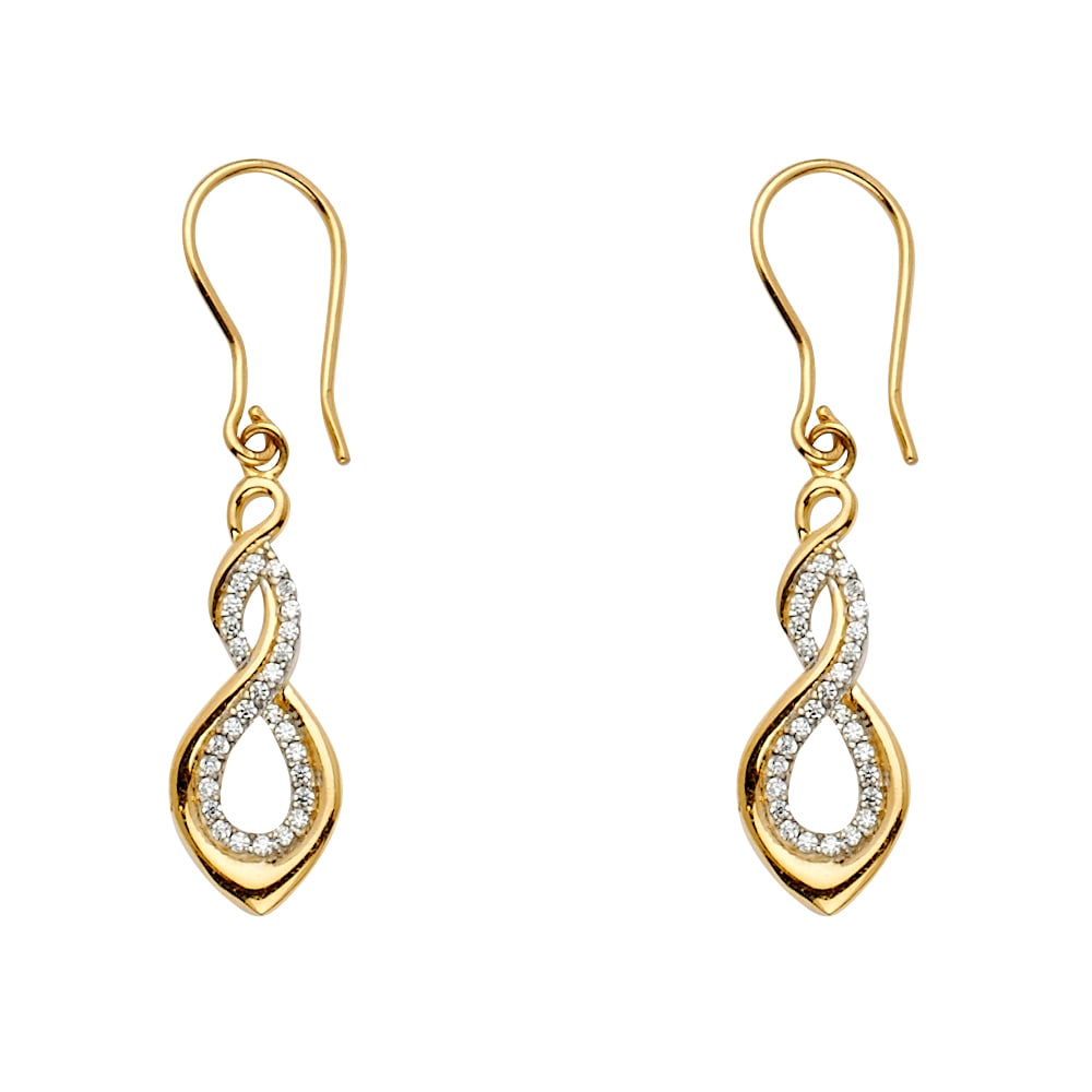 14KY 2T INFINITY EARRINGS: 14KY 2T Infinity Earrings Material Type : 14k Gold Material Color : Yellow Avg. Weight: 3.01 Gr. Size: Height : 38 mm, Width : 8 mm Accessories: None Notice: When purchasing pre-owned goods, please