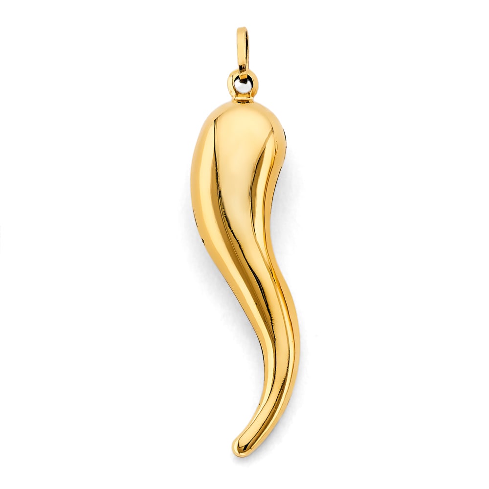 14KY BIG HORN PENDANT: 14KY Big Horn Pendant Type: Pendant Material Type: 14k Gold Material Color: Yellow Avg. Weight: 2.93 Gr. Size: Height : 55 mm, Width : 13 mm Accessories: None Notice: When purchasing pre-o