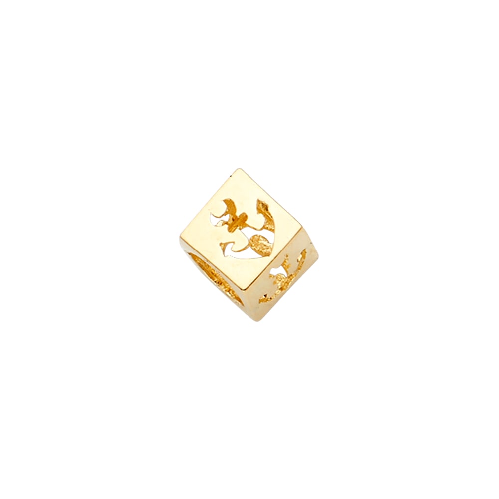 14KY ANCHOR DICE SLIDER CHARM FOR MIX&MATCH BRACELET: 14KY Anchor Dice Slider Charm for Mix&Match Bracelet Type: Pendant Material Type: 14k Gold Material Color: Yellow Avg. Weight: 0.81 Gr. Size: Height : 10 mm, Width : 9 mm Accessories: None Notice:
