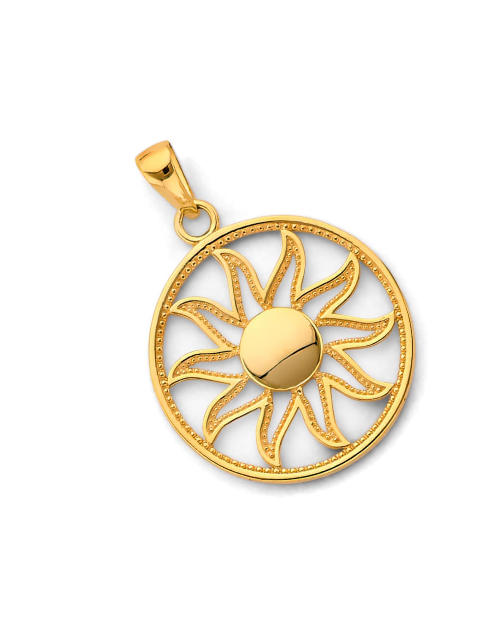 14KY ROUND SUN PENDANT - 4