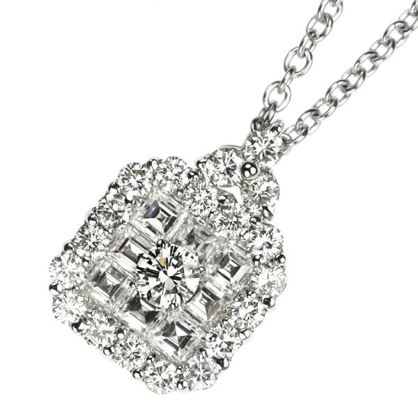 K18WG DIAMOND PENDANT NECKLACE: K18WG DIAMOND PENDANT NECKLACE Brand: None Type/Style: pendant necklace Material: K18WG, Main Stone Natural Color: WG Size: Chain Length: 46cm Accessories: None Accessories Notice: When purchasing