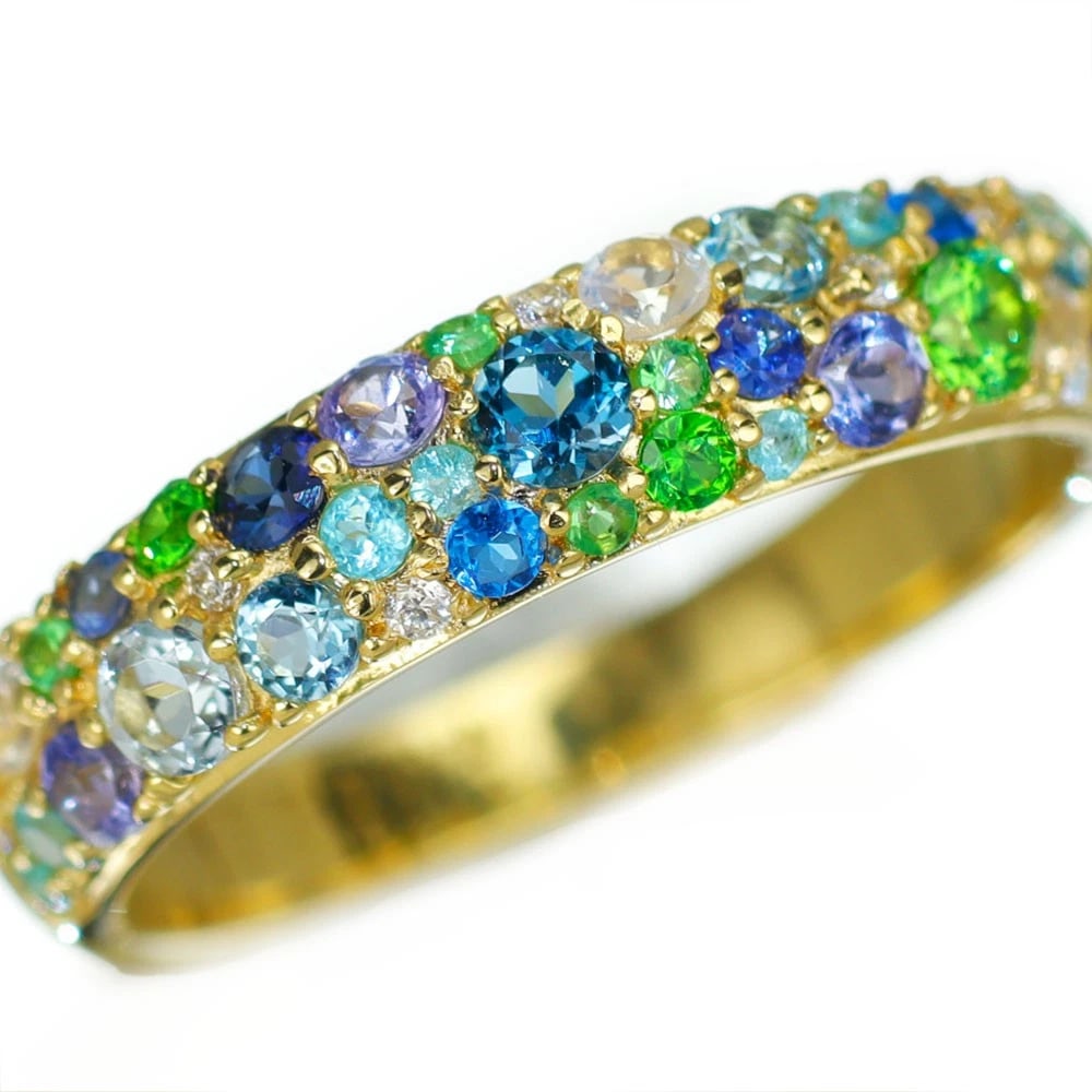 K18YG MULTICOLOR STONE RING STONE: K18YG Multicolor Stone Ring Stone Brand: None Type/Style: Ring Material: K18YG, Main Stone Colored stone Color: YG Size: 6 US Accessories: None Accessories Notice: When purchasing pre-owned goods,