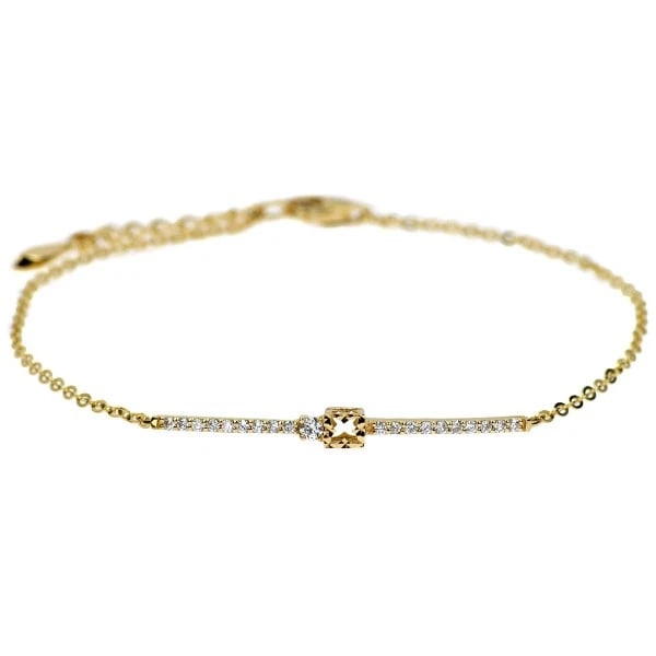 K18YG DIAMOND BRACELET: K18YG diamond bracelet Brand: None Type/Style: bracelets Material: K18YG, Main Stone Natural Color: YG Size: Chain Length 21cm Length/Width/Diameter 3.2 Accessories: None Accessories Notice: When