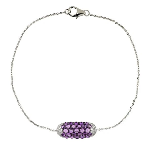 K18WG AMETHYST DIAMOND BRACELET: K18WG Amethyst Diamond Bracelet Brand: None Type/Style: bracelets Material: K18WG, Main Stone Amethyst Color: WG Size: Chain Length 18cm Length/Width/Diameter 7.5 Accessories: None Accessories