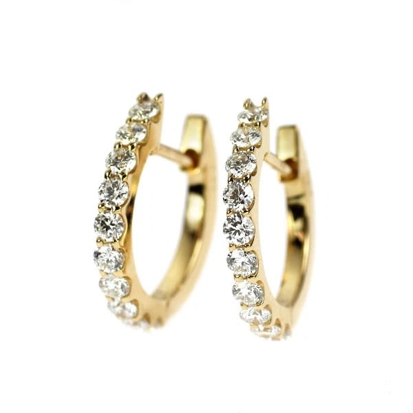 K18YG H&C DIAMOND HOOP EARRINGS: K18YG H&C Diamond Hoop Earrings Brand: None Type/Style: piercing Material: K18YG, Main Stone Natural Color: YG Size: Length/Width/Diameter 14.7 Accessories: None Accessories Notice: When purchasing