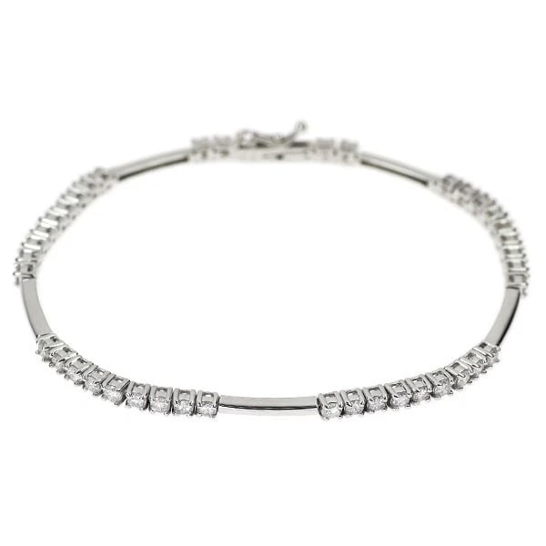 K18WG DIAMOND BRACELET: K18WG DIAMOND BRACELET Brand: None Type/Style: bracelets Material: K18WG, Main Stone Natural Color: WG Size: Necklace: Chain Length 18cm Length/Width/Diameter 2.6 Accessories: None Accessories