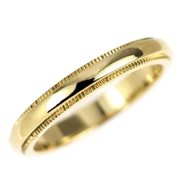 TIFFANY K18YG RING MILGRAIN: Tiffany K18YG ring milgrain Brand: Tiffany Type/Style: Ring Material: K18YG, Color: YG Size: 4.75 - 5 US Accessories: None Accessories Notice: When purchasing pre-owned goods, please refer to the
