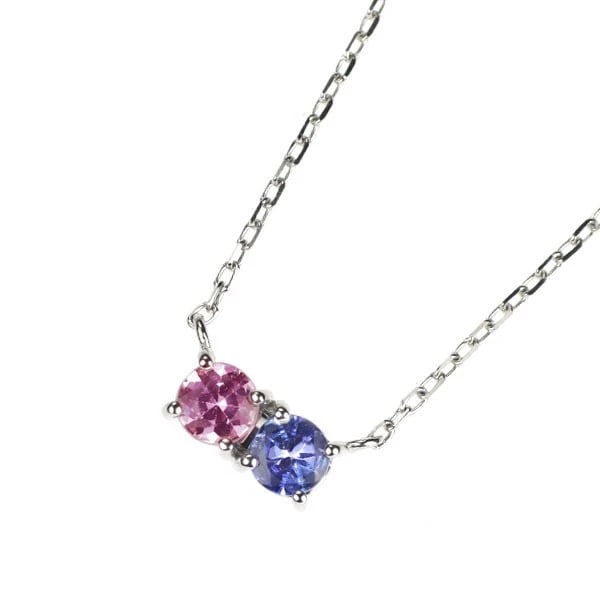 K18WG PINK SAPPHIRE TANZANITE PENDANT NECKLACE: K18WG pink sapphire tanzanite pendant necklace Brand: None Type/Style: pendant necklace Material: K18WG, Main Stone Sapphire Color: WG Size: Chain Length 40cm Accessories: None Accessories Notice: