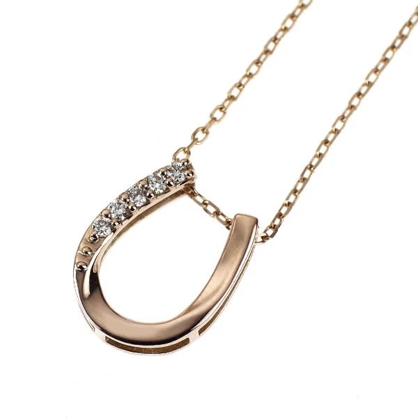 K18PG DIAMOND PENDANT NECKLACE HORSESHOE TH S: K18PG Diamond Pendant Necklace Horseshoe th S Brand: None Type/Style: pendant necklace Material: K18PG, Main Stone Natural Color: PG Size: Chain Length 40cm Accessories: None Accessories Notice: When