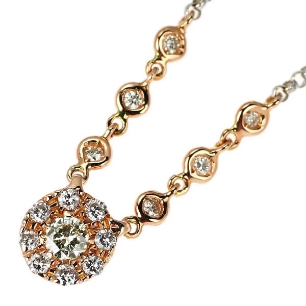 BALESTRA K18WG/PG DIAMOND PENDANT NECKLACE: Balestra K18WG/PG diamond pendant necklace Brand: None Type/Style: pendant necklace Material: K18WG, Color: WG Size: Chain Length: 40.5cm Accessories: None Accessories Notice: When purchasing