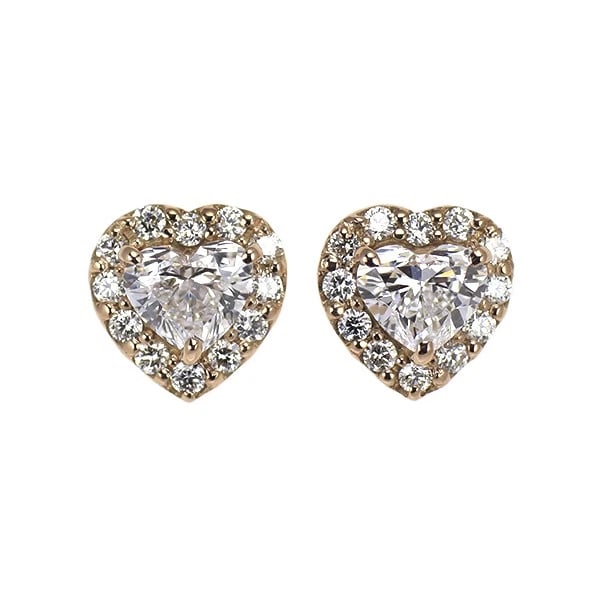 K18PG HEART SHAPE DIAMOND EARRINGS: K18PG Heart Shape Diamond Earrings Brand: None Type/Style: piercing Material: K18PG, Main Stone Natural Color: PG Size: Length/Width/Diameter 7.4 Accessories: None Accessories Notice: When purchasing