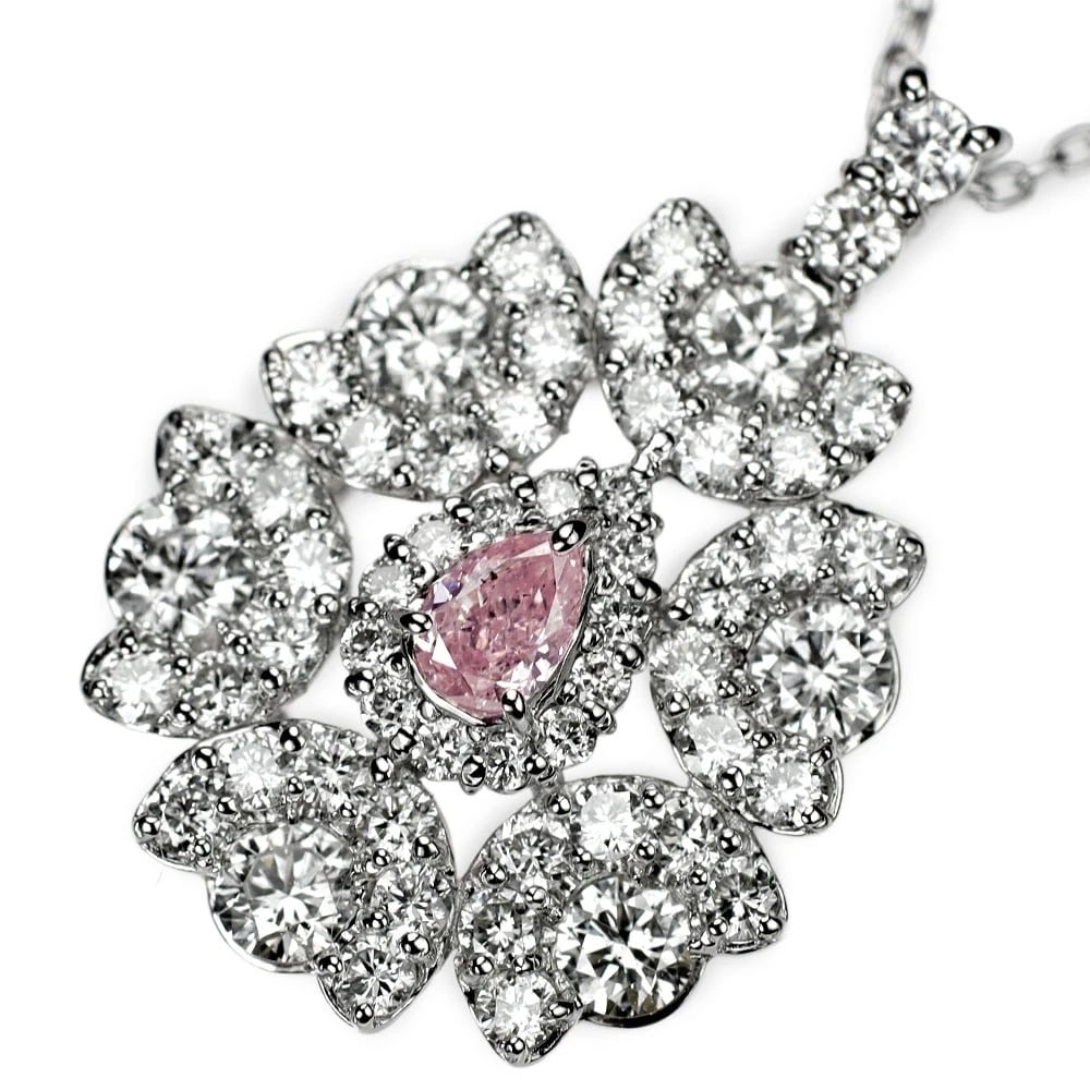 PT950/ PT850 NATURAL PINK DIAMOND PENDANT NECKLACE: Pt950/ Pt850 Natural Pink Diamond Pendant Necklace Brand: None Type/Style: pendant necklace Material: Pt900, Main Stone Natural Color: Pt Size: Chain Length 45cm Accessories: None Accessories Notice: