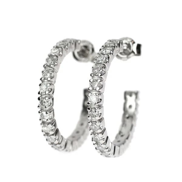 PT900 DIAMOND HOOP EARRING: Pt900 diamond hoop earring Brand: None Type/Style: piercing Material: PT900, Main Stone Natural Color: Pt Size: Length/Width/Diameter 21.0 Accessories: None Accessories Notice: When purchasing