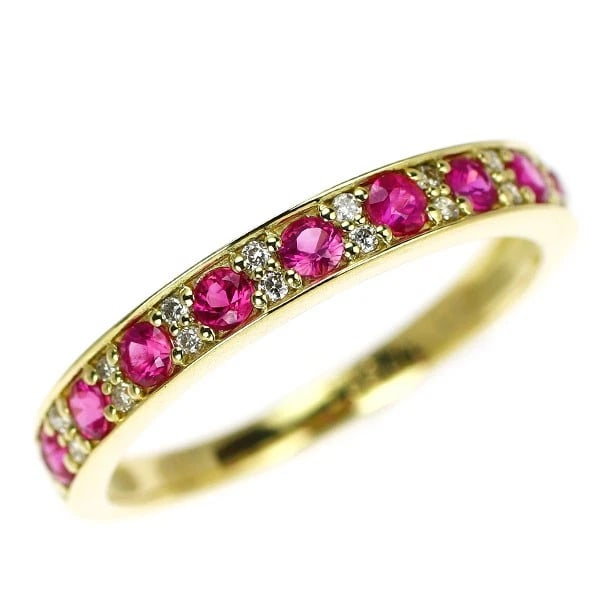 K18YG RUBY DIAMOND RING: K18YG Ruby Diamond Ring Brand: None Type/Style: Ring Material: K18YG, Main Stone Ruby/ Natural Color: YG Size: 6 US Accessories: None Accessories Notice: When purchasing pre-owned goods, p
