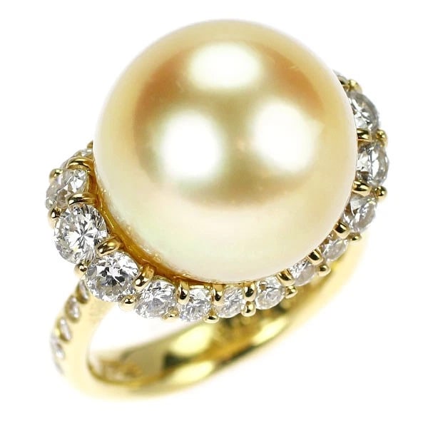 K18YG GOLDEN PEARL DIAMOND RING: K18YG Golden Pearl Diamond Ring Brand: None Type/Style: Ring Material: K18YG, Main Stone Golden Pearl\Natural Color: YG Size: 6 US Accessories: None Accessories Notice: When purchasing pre-owned