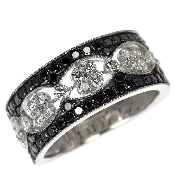 K18WG COLLARLESS/BLACK DIAMOND RING: K18WG Collarless/Black Diamond Ring Brand: None Type/Style: Ring Material: K18WG, Main Stone Natural Color: WG Size: 6 US Accessories: None Accessories Notice: When purchasing pre-owned goods, please