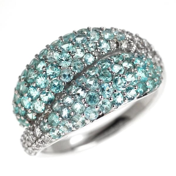 K18WG PARAIBA TOURMALINE DIAMOND RING: K18WG Paraiba Tourmaline Diamond Ring Brand: None Type/Style: Ring Material: K18WG, Main Stone Tourmaline Color: WG Size: 7.5 US Accessories: None Accessories Notice: When purchasing pre-o