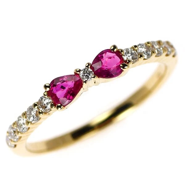 K18YG RUBY DIAMOND RING: K18YG ruby diamond ring Brand: None Type/Style: Ring Material: K18YG, Main Stone Ruby Color: YG Size: 5.5 - 5.75 US Accessories: None Accessories Notice: When purchasing pre-owned goods, please refer