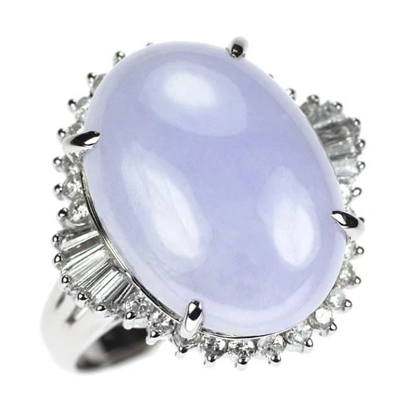 PT900 NO RESIN IMPREGNATION LAVENDER JADE DIAMOND RING (1 of 2)