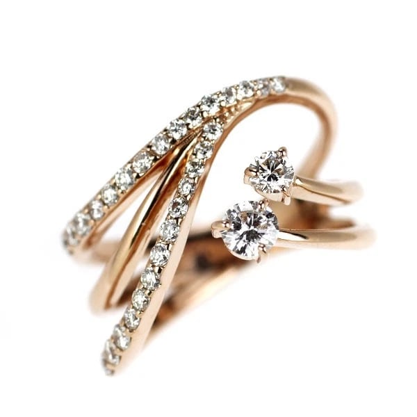 K18PG DIAMOND PINKY RING: K18PG diamond pinky ring Brand: None Type/Style: Ring Material: K18PG, Main Stone Natural Color: PG Size: 2.5 US Accessories: None Accessories Notice: When purchasing pre-owned goods, please refer to