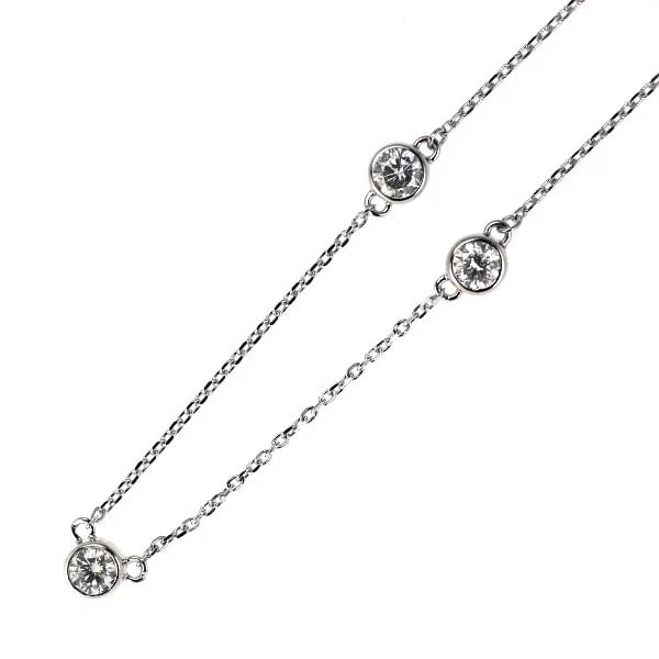 K18WG DIAMOND STATION NECKLACE: K18WG Diamond Station Necklace Brand: None Type/Style: necklaces Material: K18WG, Main Stone Natural Color: WG Size: Chain Length 40cm Accessories: None Accessories Notice: When purchasing pre-owned