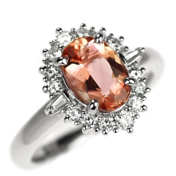 PT900 IMPERIAL TOPAZ DIAMOND RING (1 of 2)