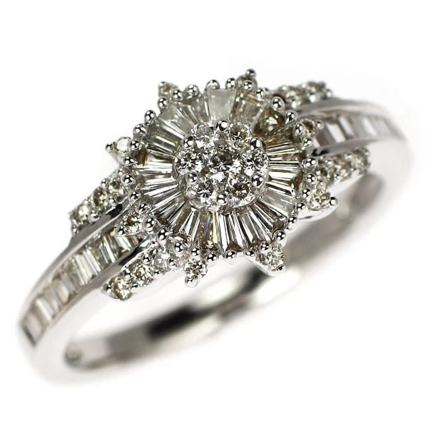 K18WG DIAMOND RING: K18WG diamond ring Brand: None Type/Style: Ring Material: K18YG, Main Stone Natural Color: WG Size: 5.5 - 5.75 US Accessories: None Accessories Notice: When purchasing pre-owned goods, please refer