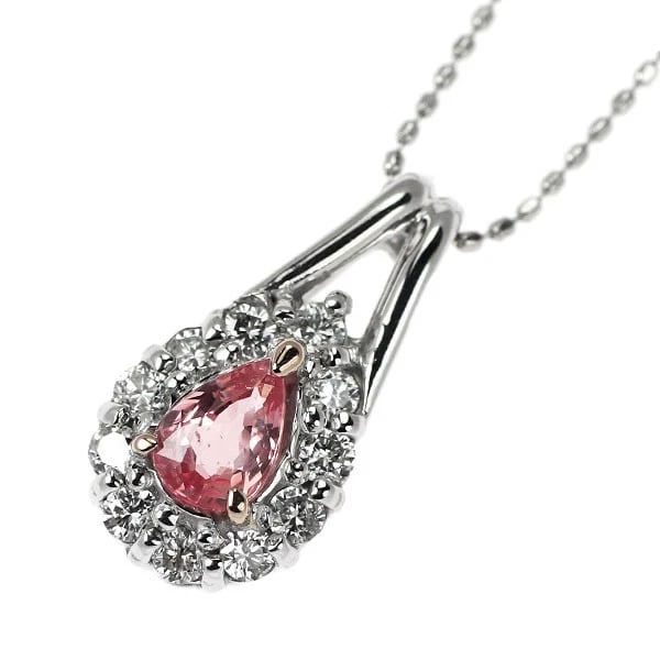 K18WG/PG PAPARAZIA SAPPHIRE DIAMOND PENDANT NECKLACE: K18WG/PG Paparazia Sapphire Diamond Pendant Necklace Brand: None Type/Style: pendant necklace Material: K18WG/PG, Main Stone Sapphire Color: WG/PG Size: Chain Length 45.5cm Accessories: None