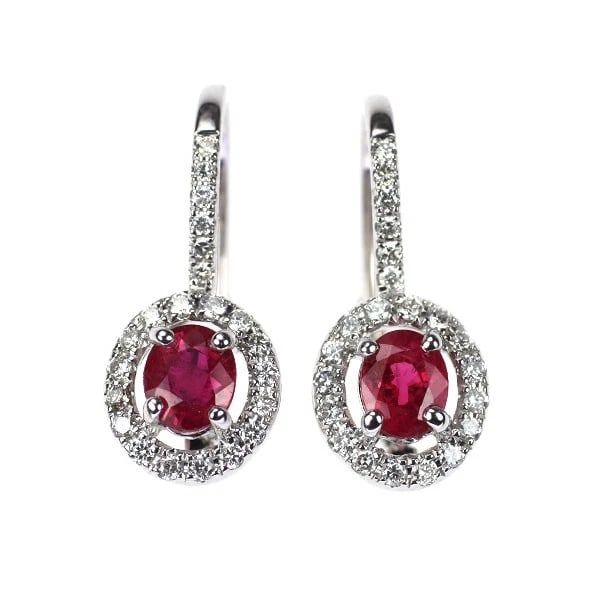 K18WG RUBY DIAMOND HOOP EARRINGS (1 of 2)