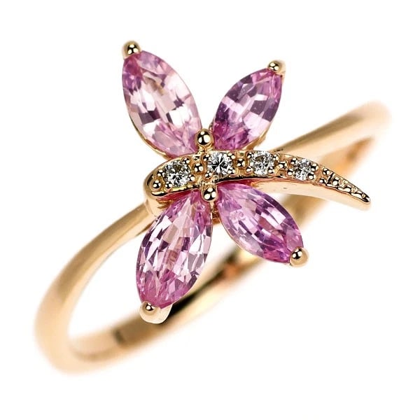 K18PG PINK SAPPHIRE DIAMOND RING: K18PG pink sapphire diamond ring Brand: None Type/Style: Ring Material: K18PG, Main Stone sapphires/Natural Color: PG Size: 5.5 - 5.75 US Accessories: None Accessories Notice: When purchasing