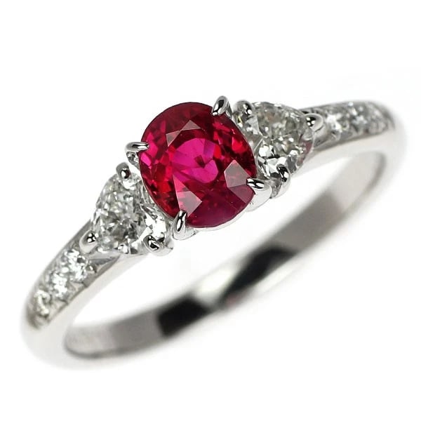 PT900 RUBY DIAMOND RING: Pt900 ruby diamond ring Brand: None Type/Style: Ring Material: Pt900, Main Stone Ruby Color: None Size: 5.5 - 5.75 US Accessories: None Accessories Notice: When purchasing pre-owned goods,
