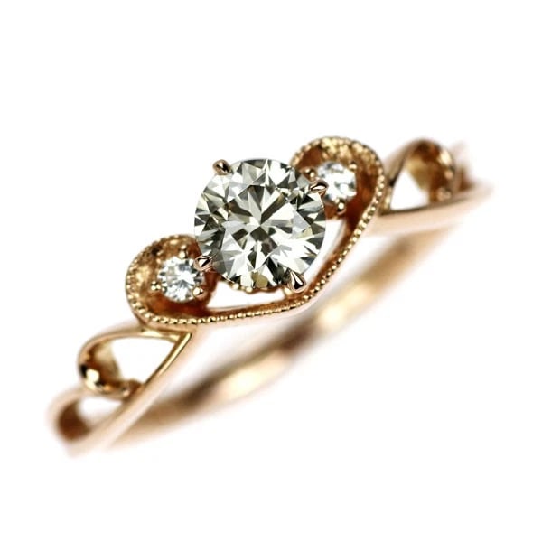 K18PG DIAMOND RING PINKY HEART: K18PG diamond ring pinky heart Brand: None Type/Style: Ring Material: K18PG, Main Stone Natural Color: PG Size: 2.75 - 3 US Accessories: None Accessories Notice: When purchasing pre-owned goods,