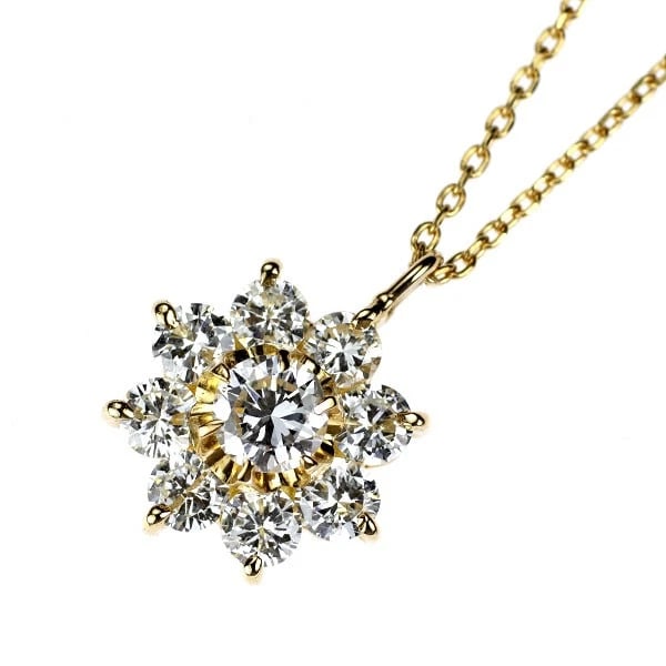 K18YG DIAMOND PENDANT NECKLACE: K18YG DIAMOND PENDANT NECKLACE Brand: None Type/Style: pendant necklace Material: K18YG, Main Stone Natural Color: YG Size: Chain Length: 40cm Accessories: None Accessories Notice: When purchasing